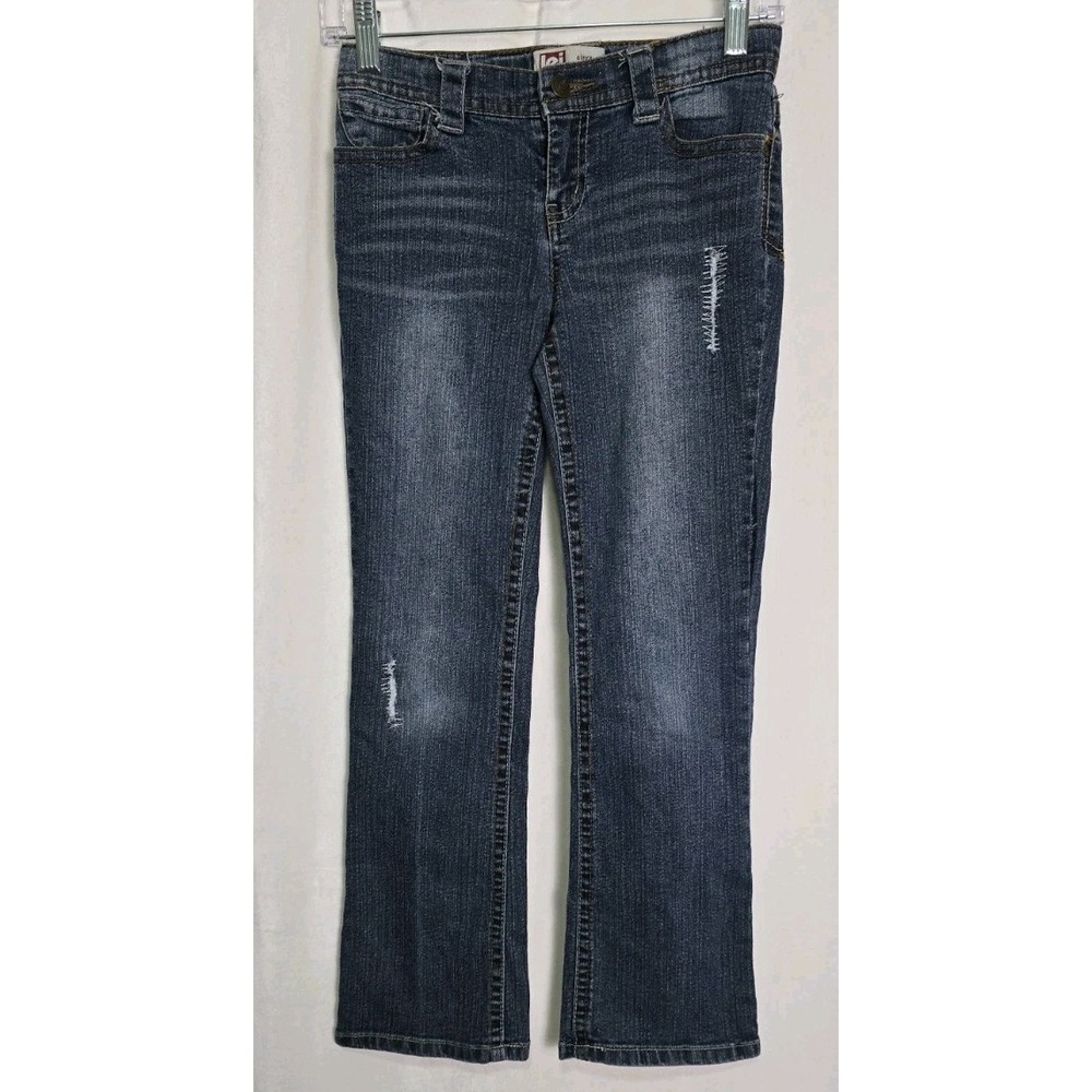LEI Alexa Girls Denim Blue Jeans Size 12‎ With Distressed Lowrise Slim Boot